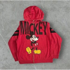 Men's Disney Size Medium Mickey Mouse‎ Red Zip Up Hoodie Jacket Casual
